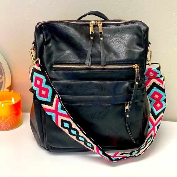 NEW Crossbody Strap for any Bag in Aqua Geo 💗🖤 - Picture 5 of 9